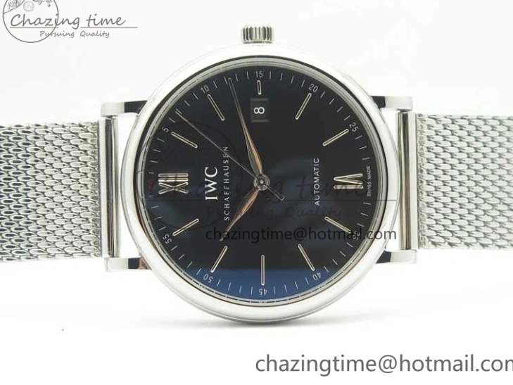 MIROTIME 0104 FastDry Portofino IW356501 SS V3 MK 1:1 Best Edition Black Dial On SS Mesh Bracelet MIYOTA 7195